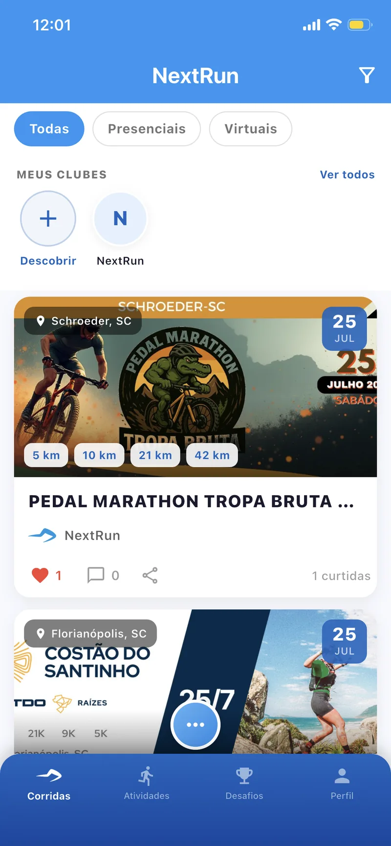 Descubra corridas perto de você no NextRun