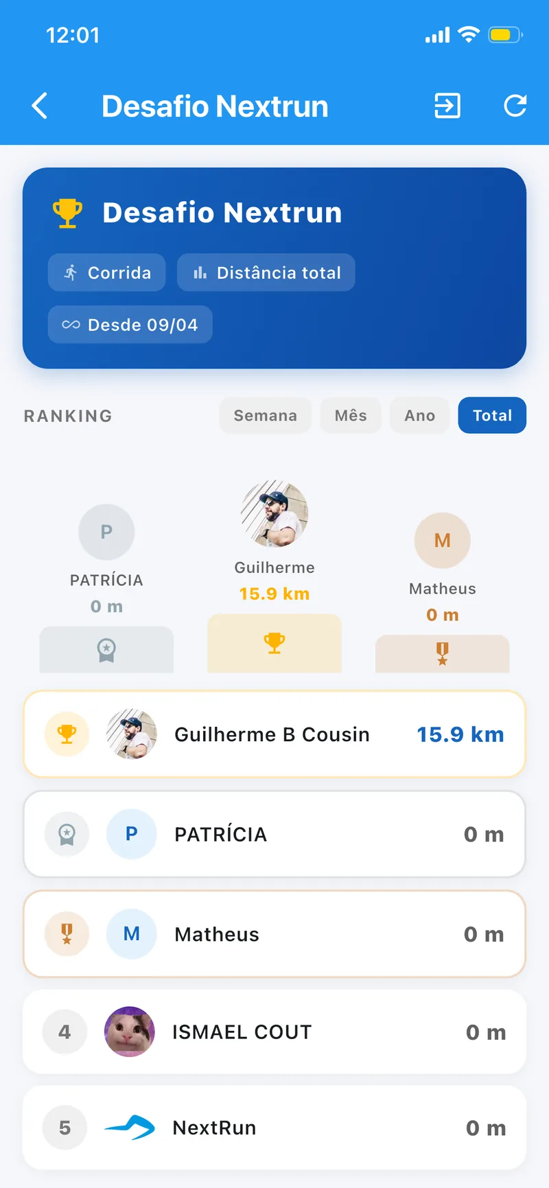 Desafio com ranking no NextRun